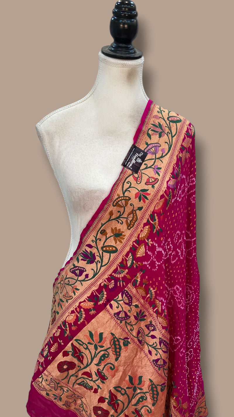 Pure Georgette Banarasi Bandhej Dupatta