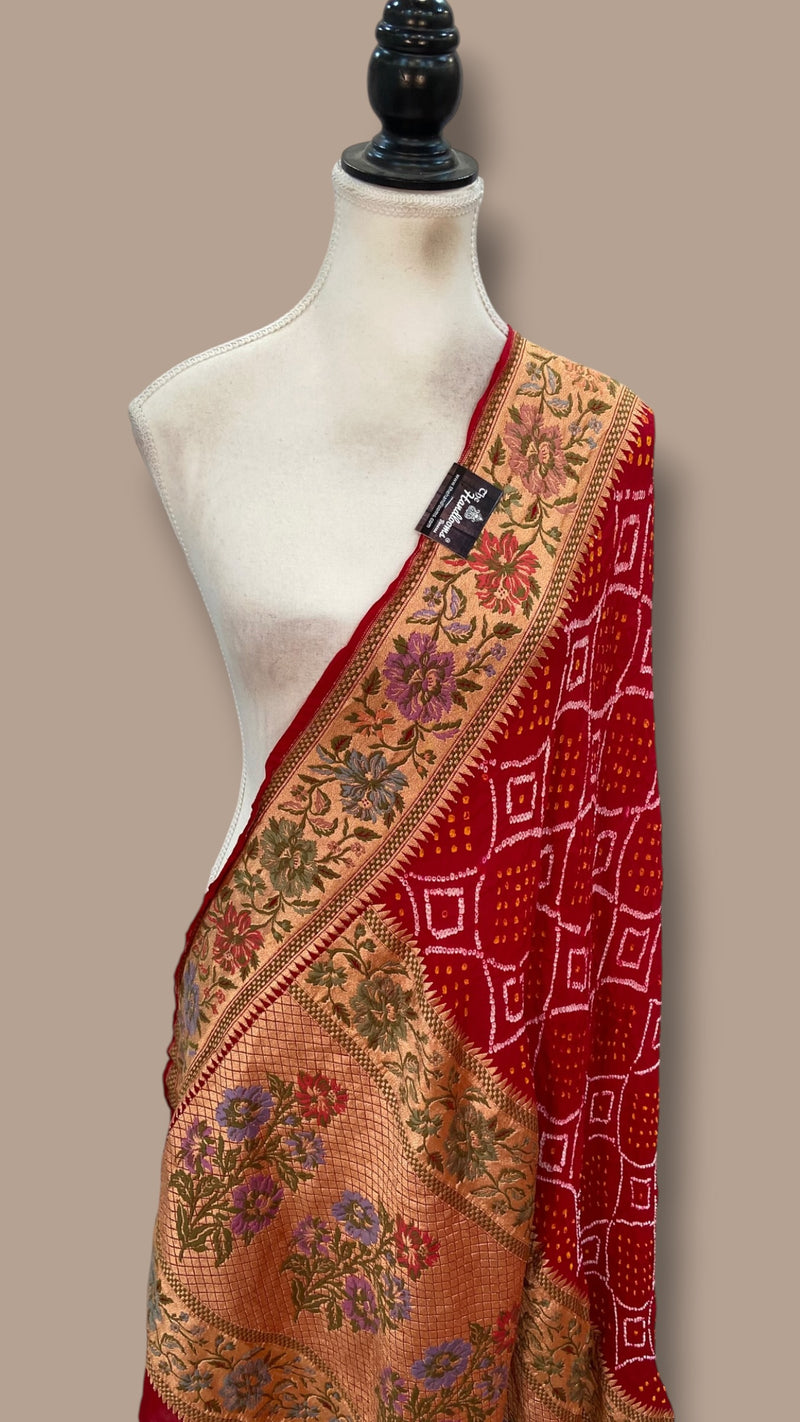 Pure Georgette Banarasi Bandhej Dupatta