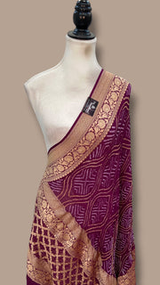 Pure Georgette Banarasi Bandhej Handloom Dupatta - The Handlooms