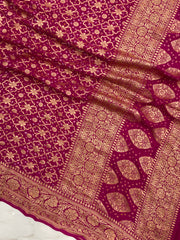 Pure Georgette Banarasi Bandhej Handloom Dupatta - The Handlooms