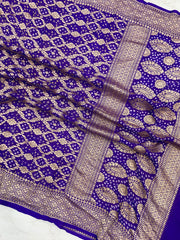 Pure Georgette Banarasi Bandhej Handloom Dupatta - The Handlooms