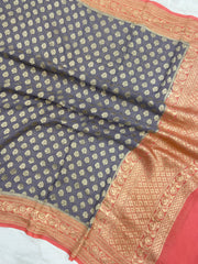 Pure Khaddi Georgette Dupatta - water zari - The Handlooms