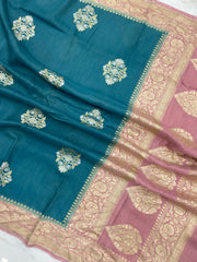 Pure Moonga Georgette Handloom Banarasi Dupatta - The Handlooms