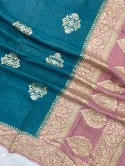 Pure Moonga Georgette Handloom Banarasi Dupatta - The Handlooms