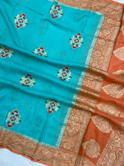 Pure Moonga Georgette Handloom Banarasi Dupatta - The Handlooms