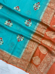 Pure Moonga Georgette Handloom Banarasi Dupatta - The Handlooms