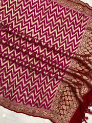 Pure Khaddi Georgette Dupatta - water zari - The Handlooms