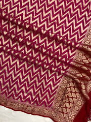 Pure Khaddi Georgette Dupatta - water zari - The Handlooms