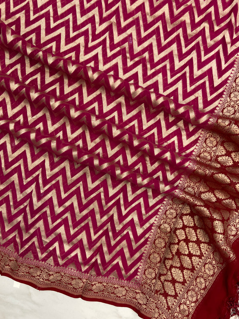 Pure Khaddi Georgette Dupatta - water zari - The Handlooms