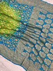 Pure Georgette Banarasi Bandhej Handloom Saree - The Handlooms
