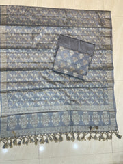 Pure Tussar Silk Banarasi Dress material - The Handlooms