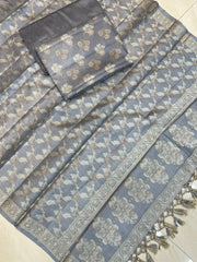 Pure Tussar Silk Banarasi Dress material - The Handlooms