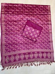 Pure Tussar Silk Banarasi Dress material - The Handlooms