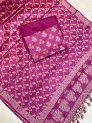 Pure Tussar Silk Banarasi Dress material - The Handlooms