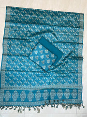 Pure Tussar Silk Banarasi Dress material - The Handlooms