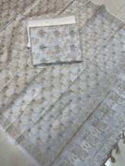 Pure Tussar Silk Banarasi Dress material - The Handlooms