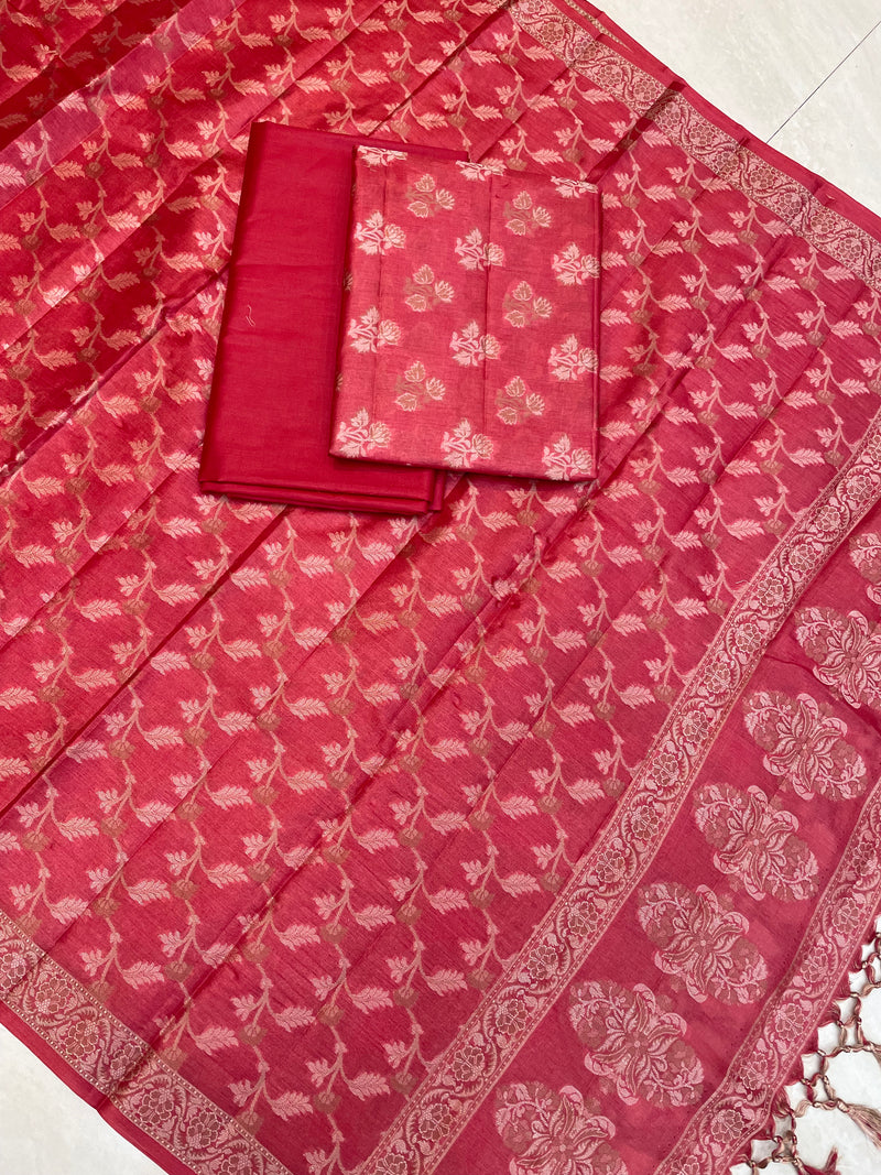 Pure Tussar Silk Banarasi Dress material - The Handlooms