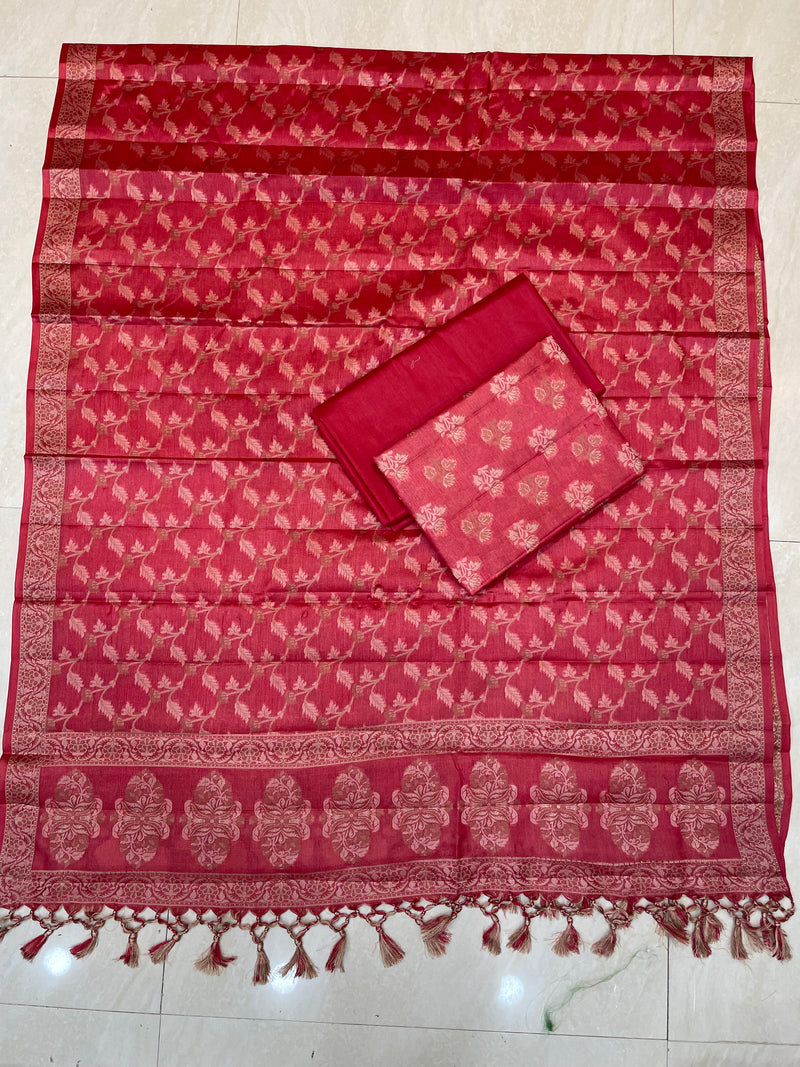 Pure Tussar Silk Banarasi Dress material - The Handlooms