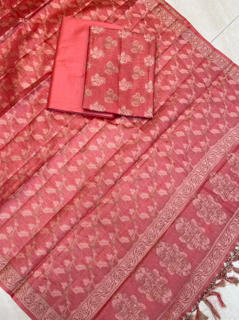 Pure Tussar Silk Banarasi Dress material - The Handlooms