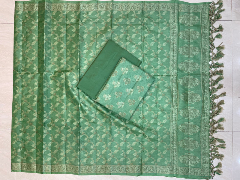 Pure Tussar Silk Banarasi Dress material - The Handlooms