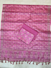 Pure Tussar Silk Banarasi Dress material - The Handlooms