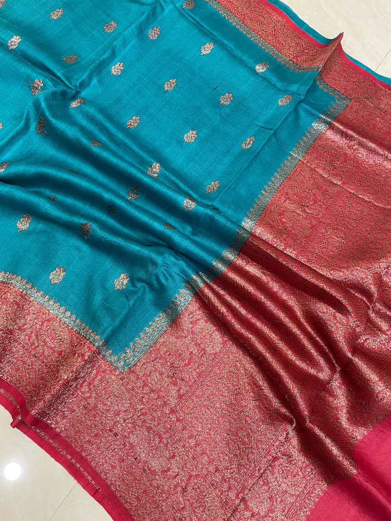 Pure Tussar Silk Handloom Banarasi Saree - The Handlooms