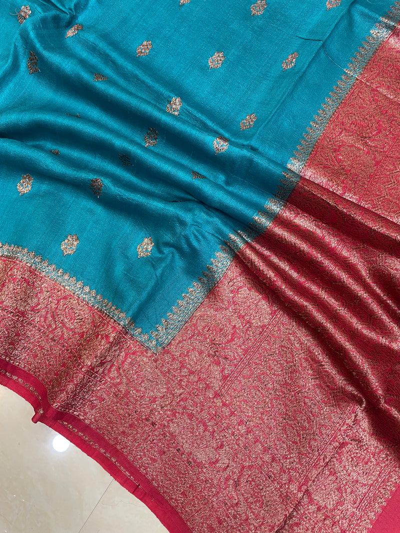 Pure Tussar Silk Handloom Banarasi Saree - The Handlooms