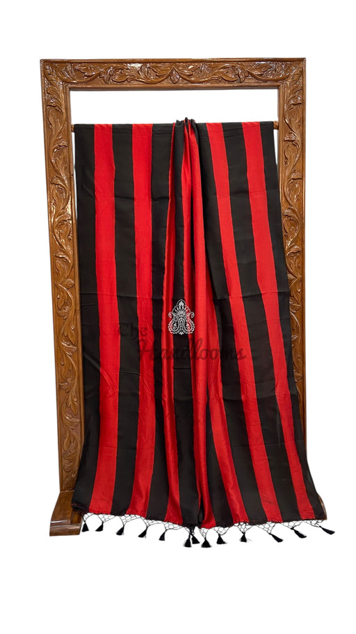Pure Katan Silk Handloom Banarasi Saree - Stripe - The Handlooms