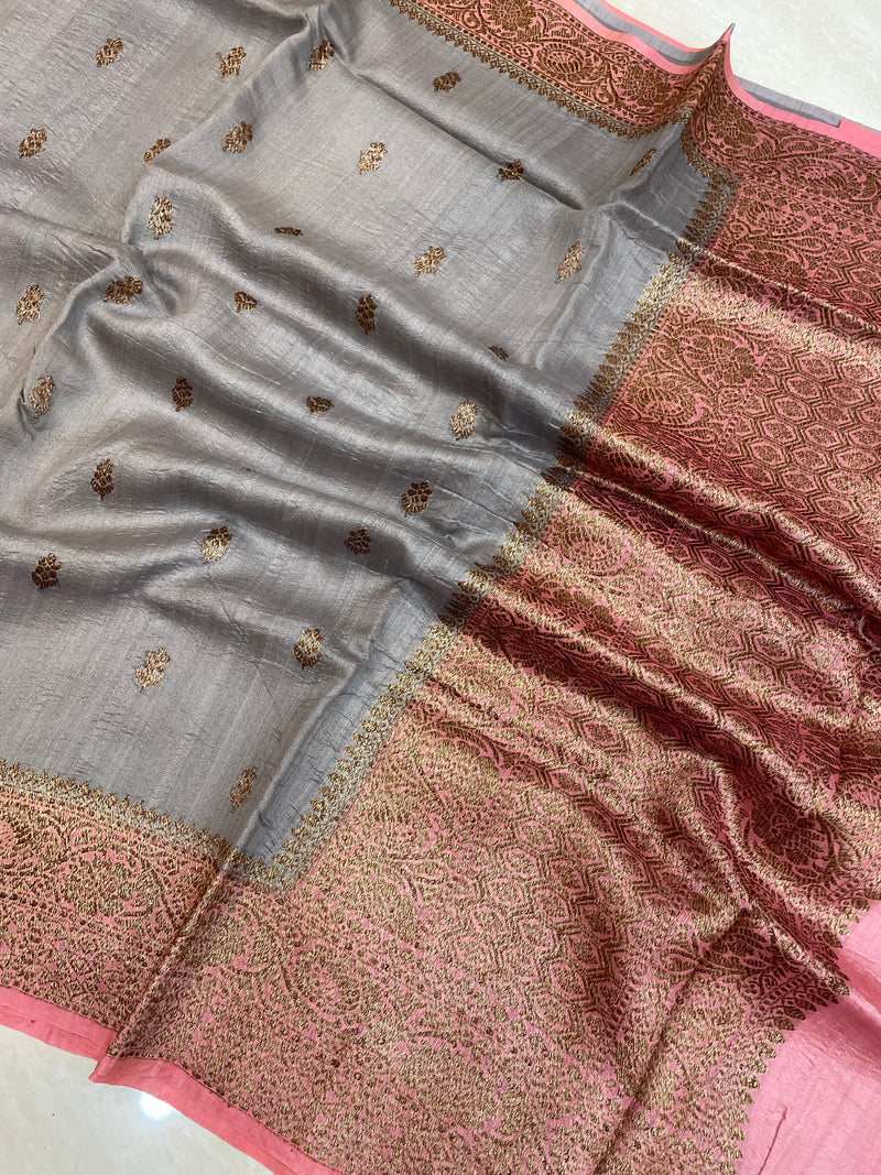 Pure Tussar Silk Handloom Banarasi Saree - The Handlooms