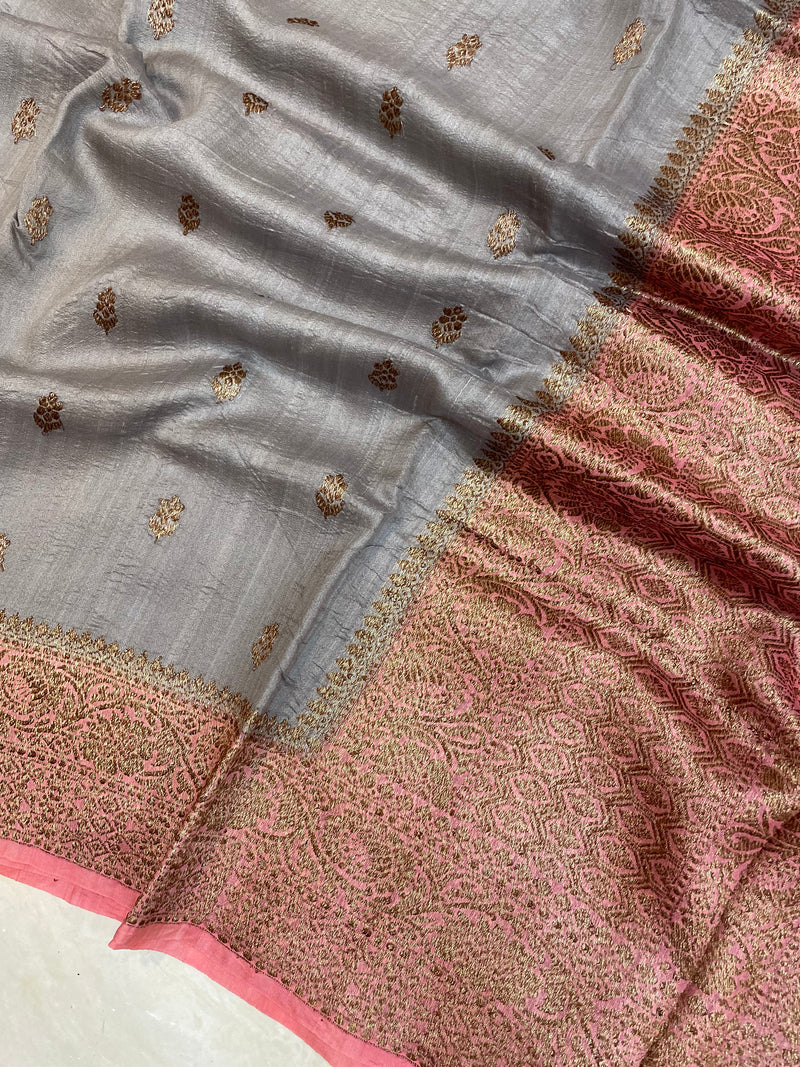 Pure Tussar Silk Handloom Banarasi Saree - The Handlooms