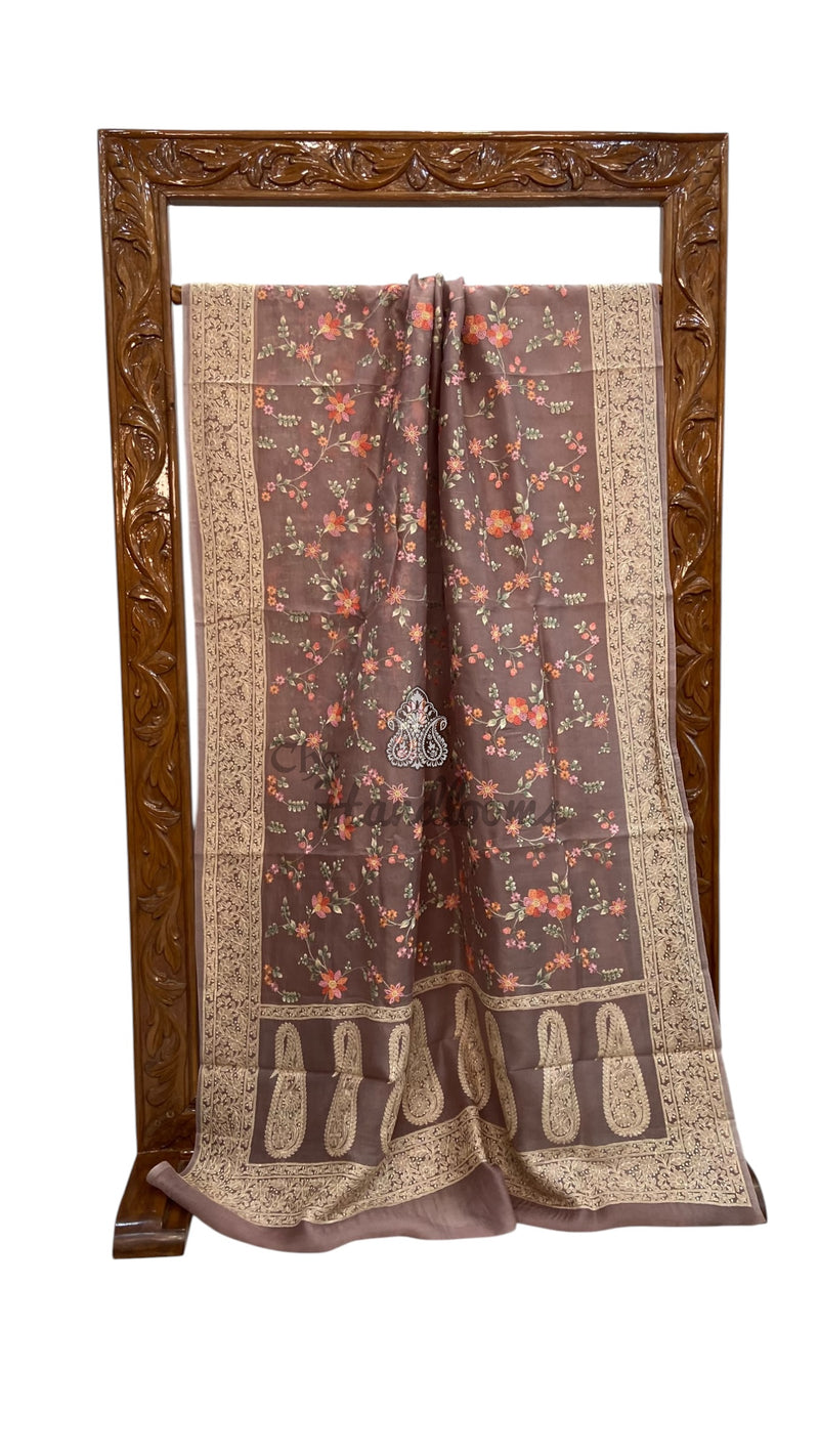 Pure Organza Chikankari Handloom Banarasi Saree - The Handlooms