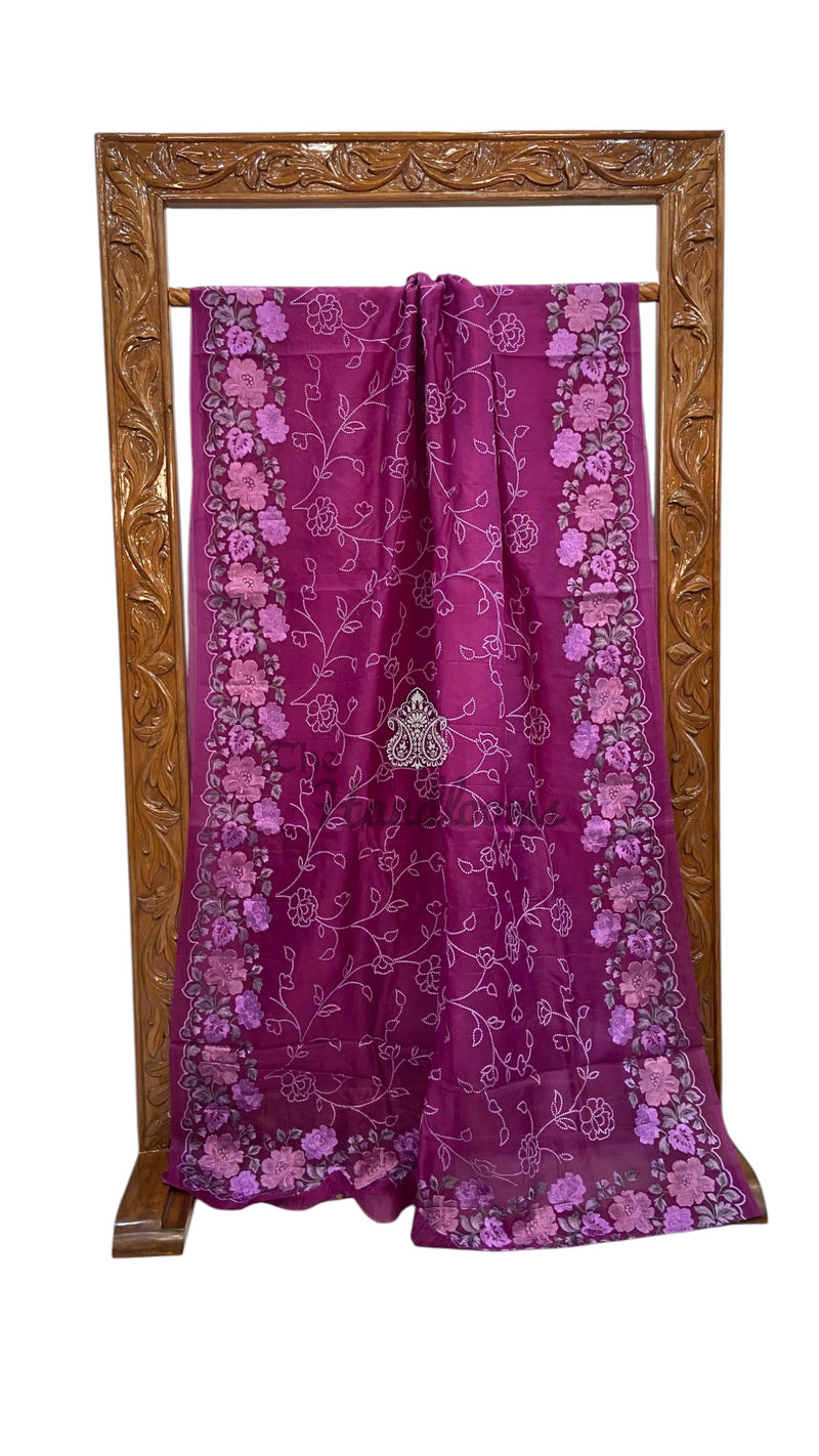 Pure Organza Chikankari Handloom Banarasi Saree - The Handlooms