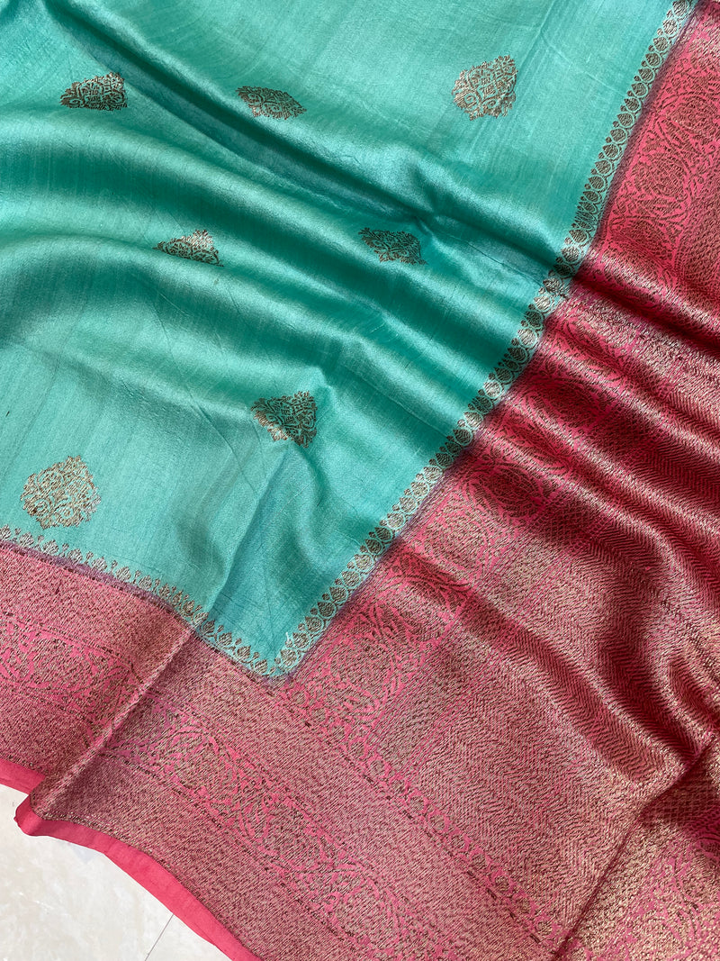Pure Tussar Silk Handloom Banarasi Saree - The Handlooms