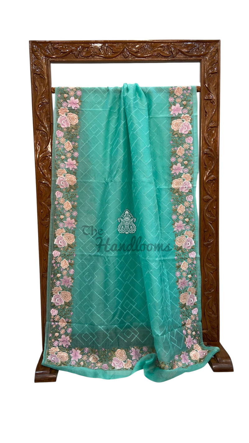 Pure Organza Chikankari Handloom Banarasi Saree - The Handlooms