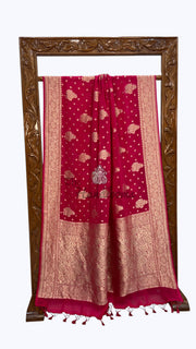 Pure Khaddi Georgette Handloom Banarasi Saree - Water Zari - The Handlooms
