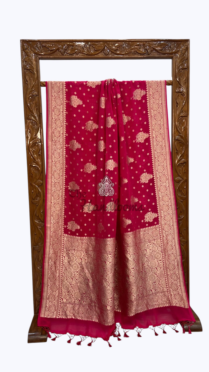 Pure Khaddi Georgette Handloom Banarasi Saree - Water Zari - The Handlooms