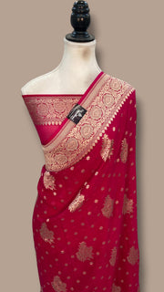 Pure Khaddi Georgette Handloom Banarasi Saree - Water Zari - The Handlooms