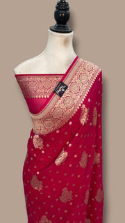 Pure Khaddi Georgette Handloom Banarasi Saree - Water Zari - The Handlooms