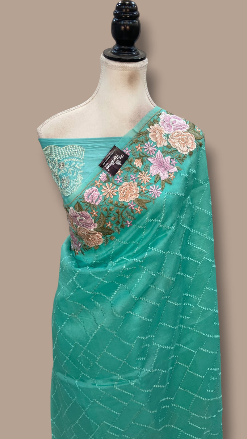 Pure Organza Chikankari Handloom Banarasi Saree - The Handlooms