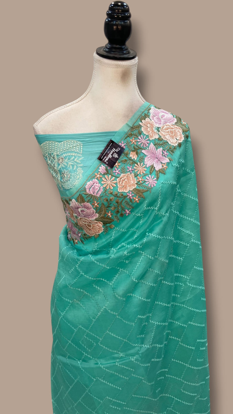 Pure Organza Chikankari Handloom Banarasi Saree - The Handlooms