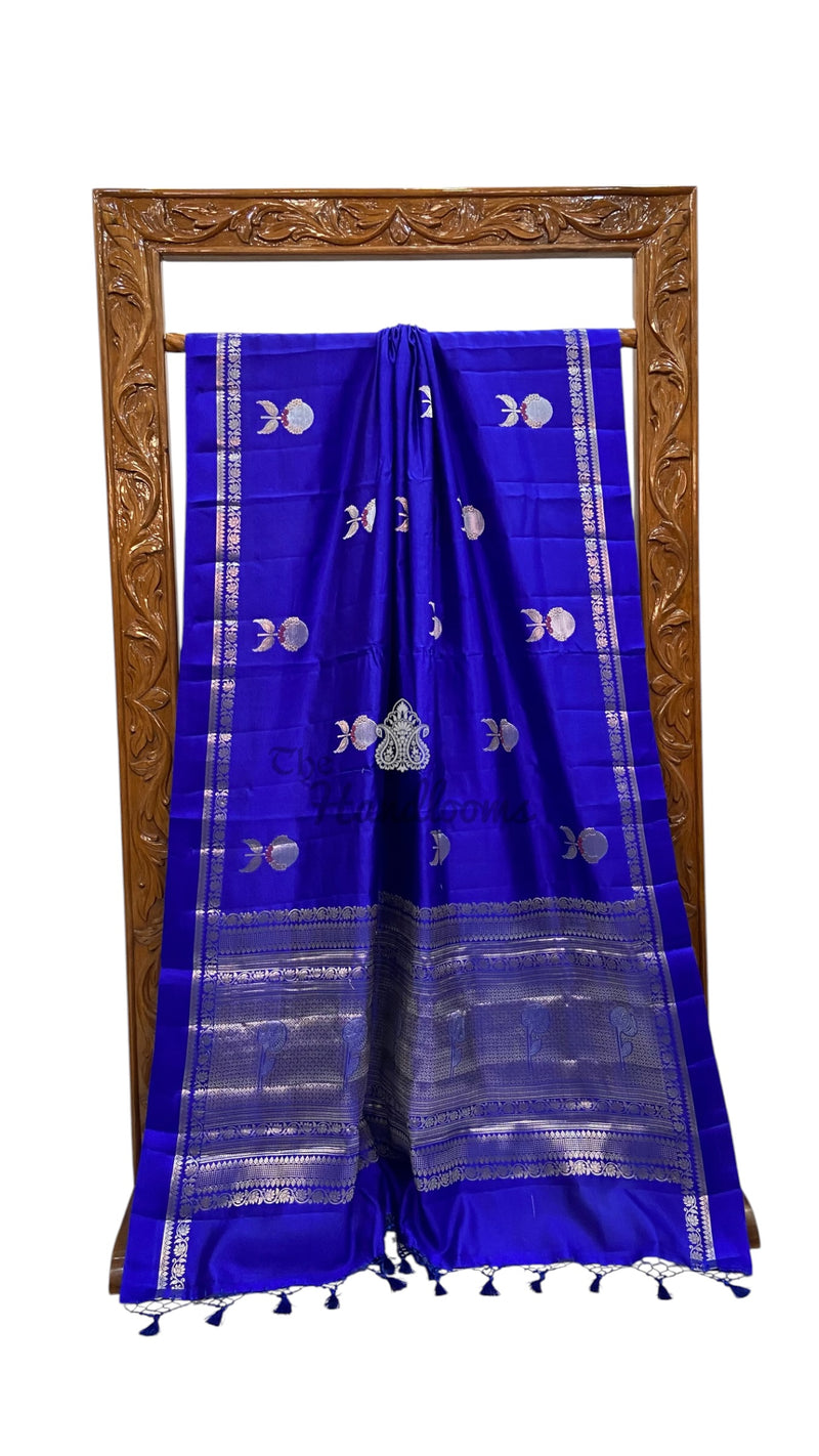 Royal Blue Pure Mango Silk Banarasi Handloom Saree
