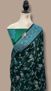 Pure Organza Chikankari Handloom Banarasi Saree - The Handlooms