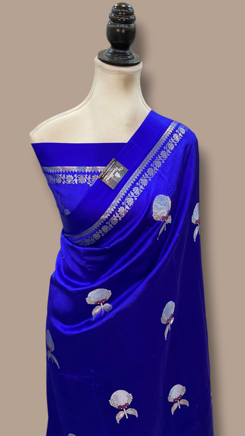 Royal Blue Pure Mango Silk Banarasi Handloom Saree