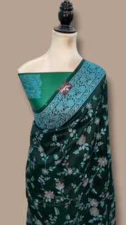 Pure Organza Chikankari Handloom Banarasi Saree - The Handlooms