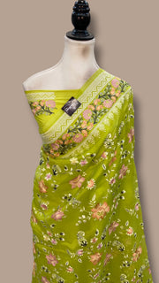 Pure Organza Chikankari Handloom Banarasi Saree - The Handlooms