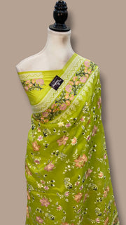 Pure Organza Chikankari Handloom Banarasi Saree - The Handlooms