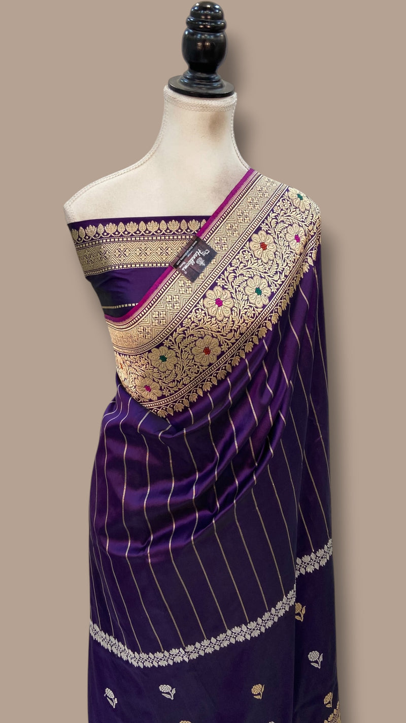 Pure Katan Silk Banarasi Handloom Saree - All Over Sona Roopa Kadua Motifs - The Handlooms