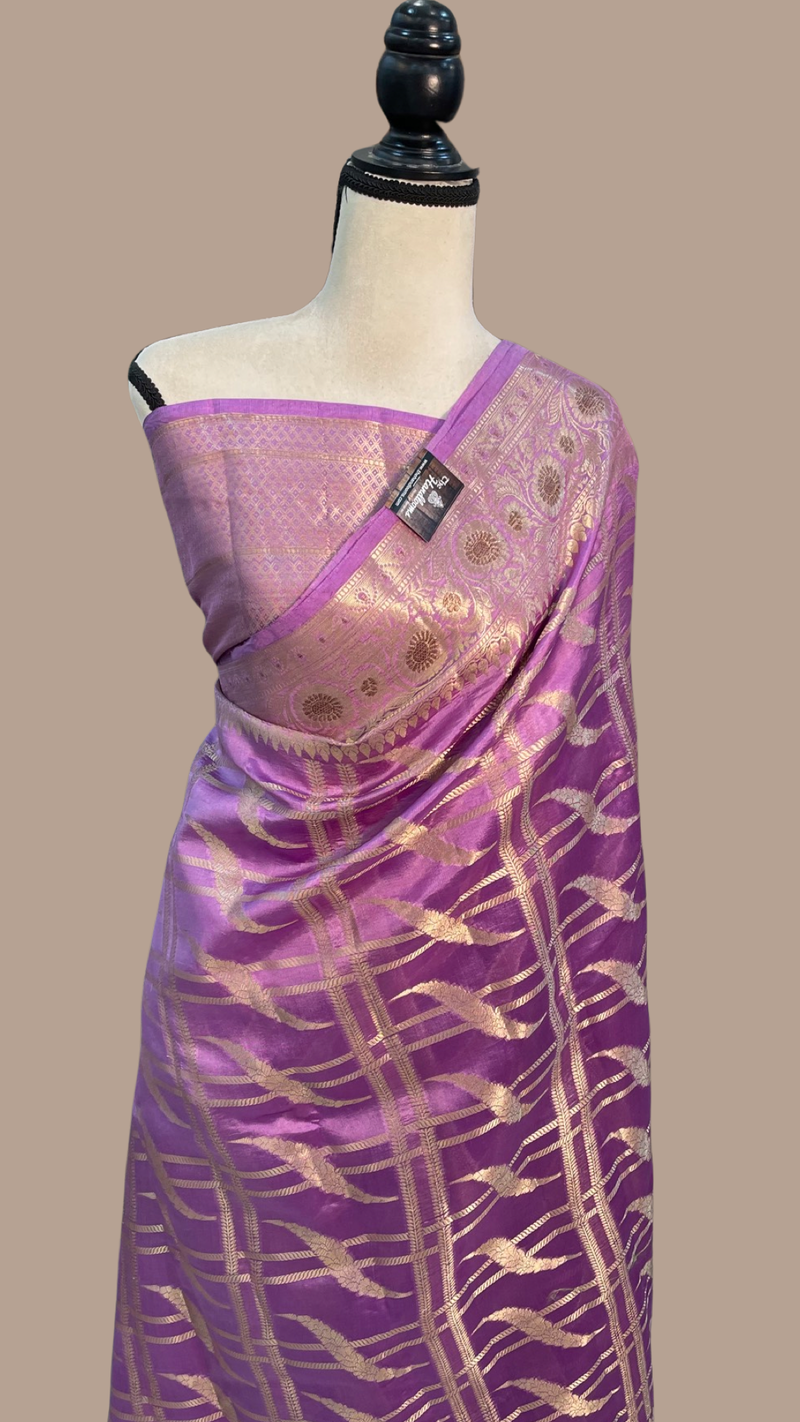 Pure Dupion Silk Banarasi Saree - Gold Zari - The Handlooms