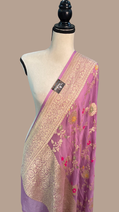 Pure Khaddi Georgette Dupatta - water zari