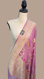 Pure Khaddi Georgette Dupatta - water zari - The Handlooms